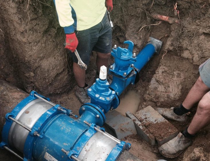 Huge waterline underground — Plumbing Contractors in Burpengary, QLD