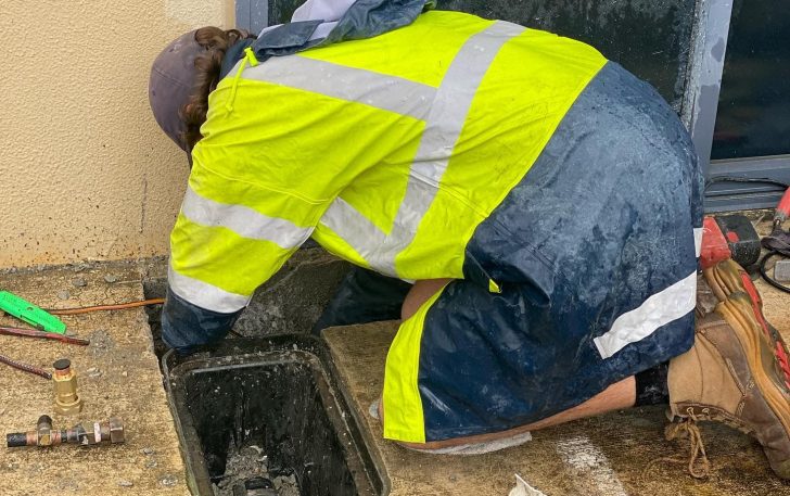 Plumber working on drainage — Plumbing Contractors in Narangba, QLD