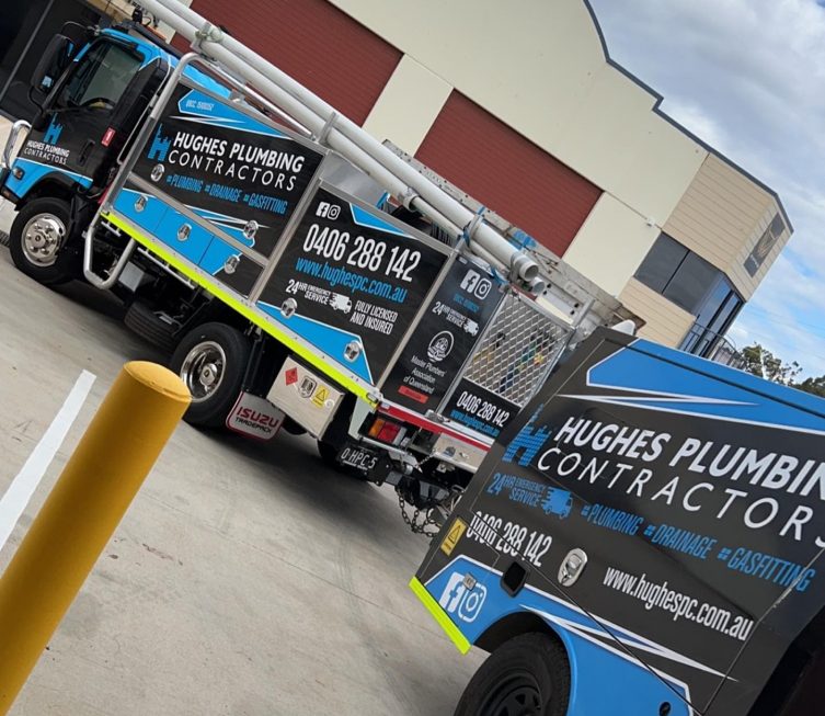 Plumbing service trucks — Plumbing Contractors in Brisbane, QLD