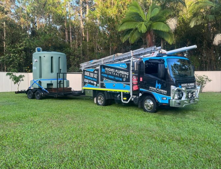 Plumbing service pulling septic tank — Plumbing Contractors in Brisbane, QLD